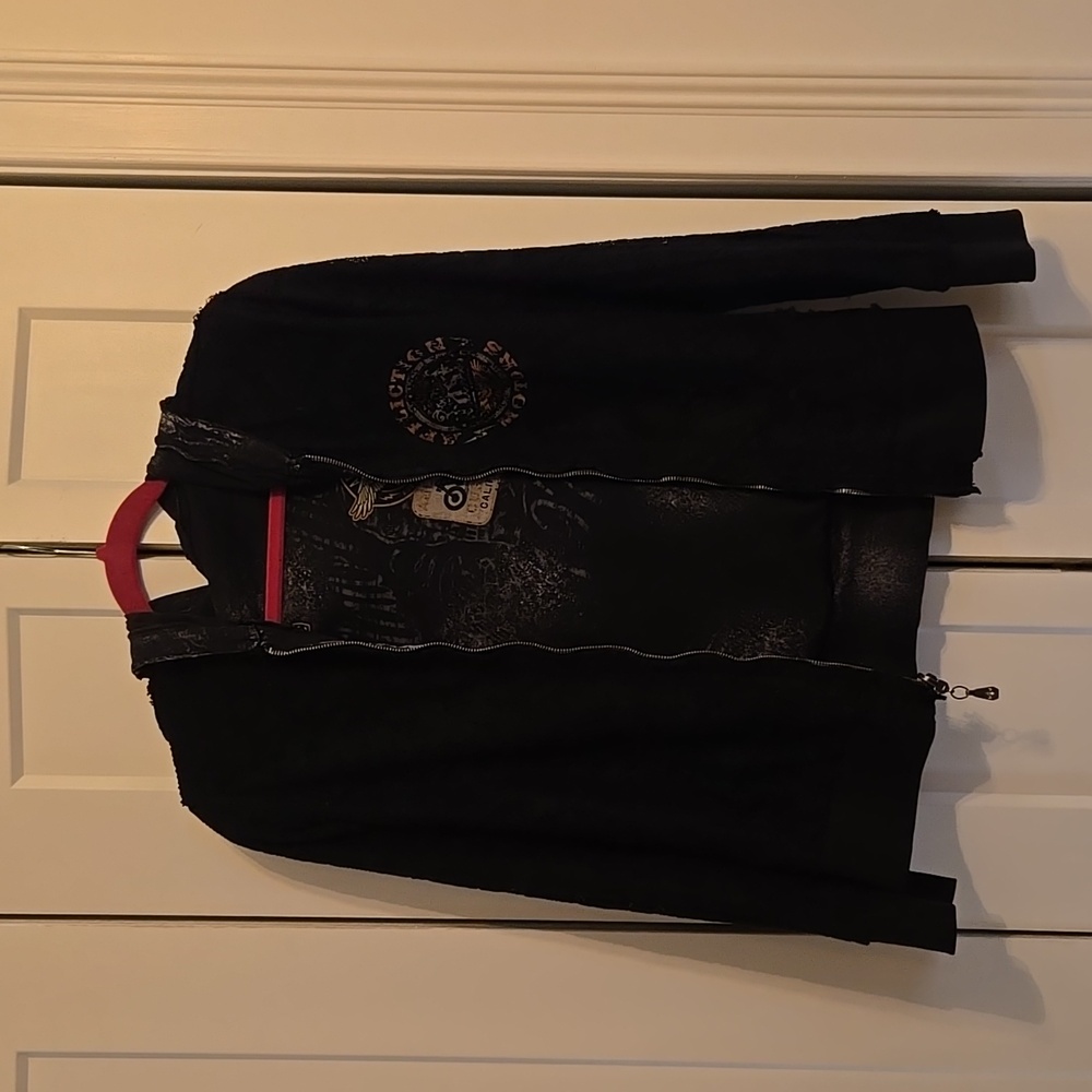 Affliction 2 sided zipped up hoodie
